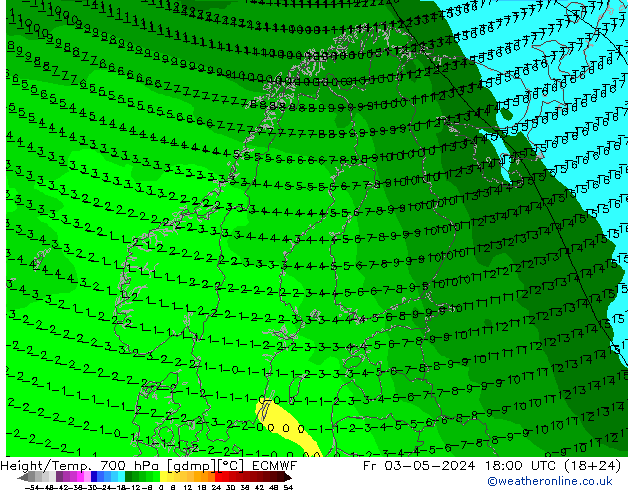 Yükseklik/Sıc. 700 hPa ECMWF Cu 03.05.2024 18 UTC