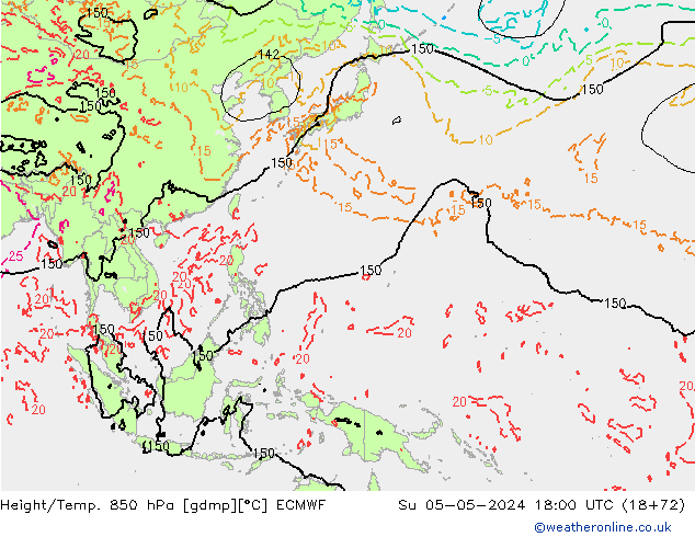 Z500/Rain (+SLP)/Z850 ECMWF dom 05.05.2024 18 UTC