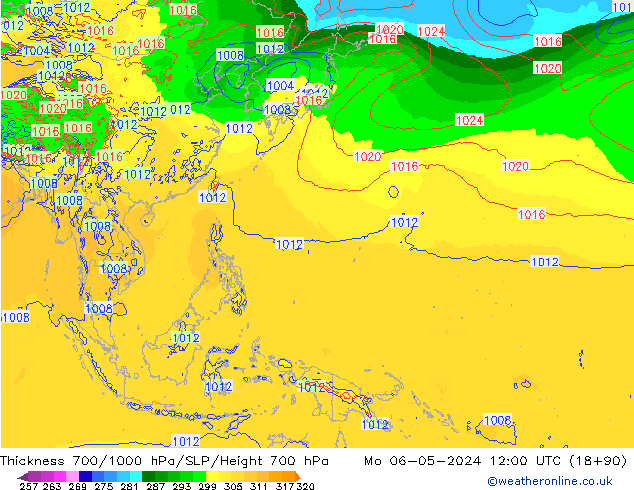 Dikte700-1000 hPa ECMWF ma 06.05.2024 12 UTC