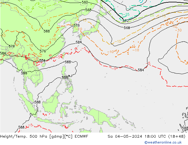 Height/Temp. 500 гПа ECMWF сб 04.05.2024 18 UTC