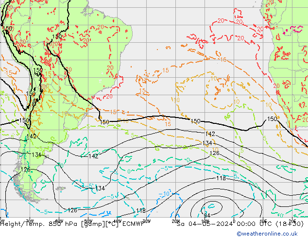 Height/Temp. 850 hPa ECMWF Sa 04.05.2024 00 UTC