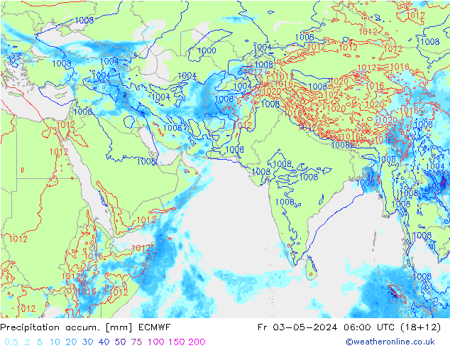 Toplam Yağış ECMWF Cu 03.05.2024 06 UTC