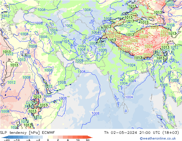 тенденция давления ECMWF чт 02.05.2024 21 UTC
