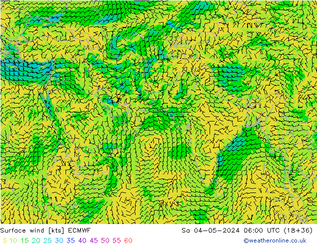 Prec 6h/Wind 10m/950 ECMWF sab 04.05.2024 06 UTC