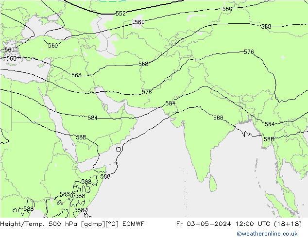 Z500/Rain (+SLP)/Z850 ECMWF pt. 03.05.2024 12 UTC