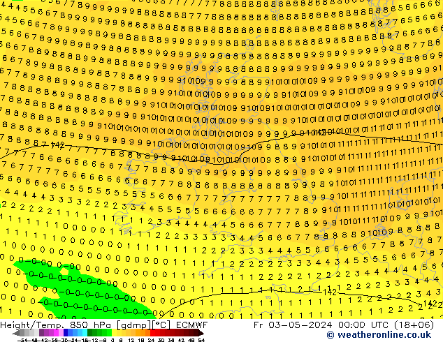 Z500/Rain (+SLP)/Z850 ECMWF ven 03.05.2024 00 UTC