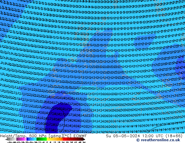 Z500/Rain (+SLP)/Z850 ECMWF Su 05.05.2024 12 UTC