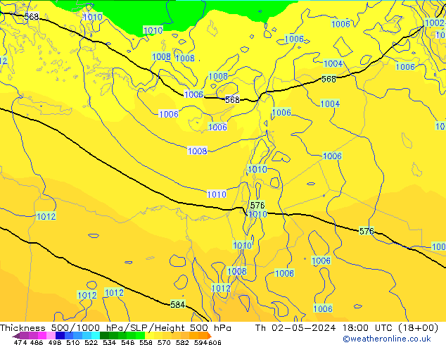 Thck 500-1000hPa ECMWF Th 02.05.2024 18 UTC