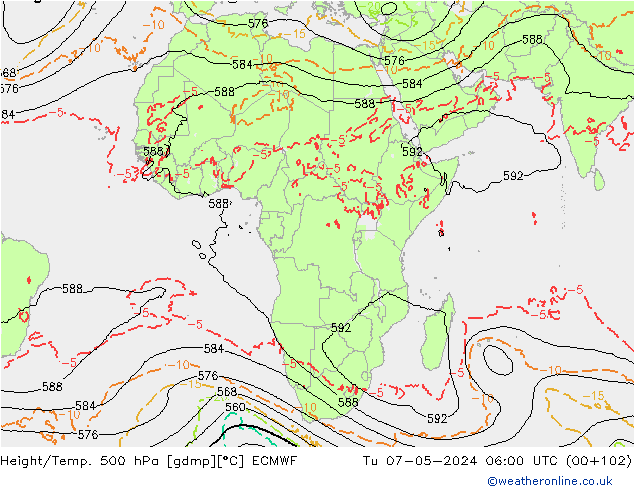 Z500/Rain (+SLP)/Z850 ECMWF вт 07.05.2024 06 UTC