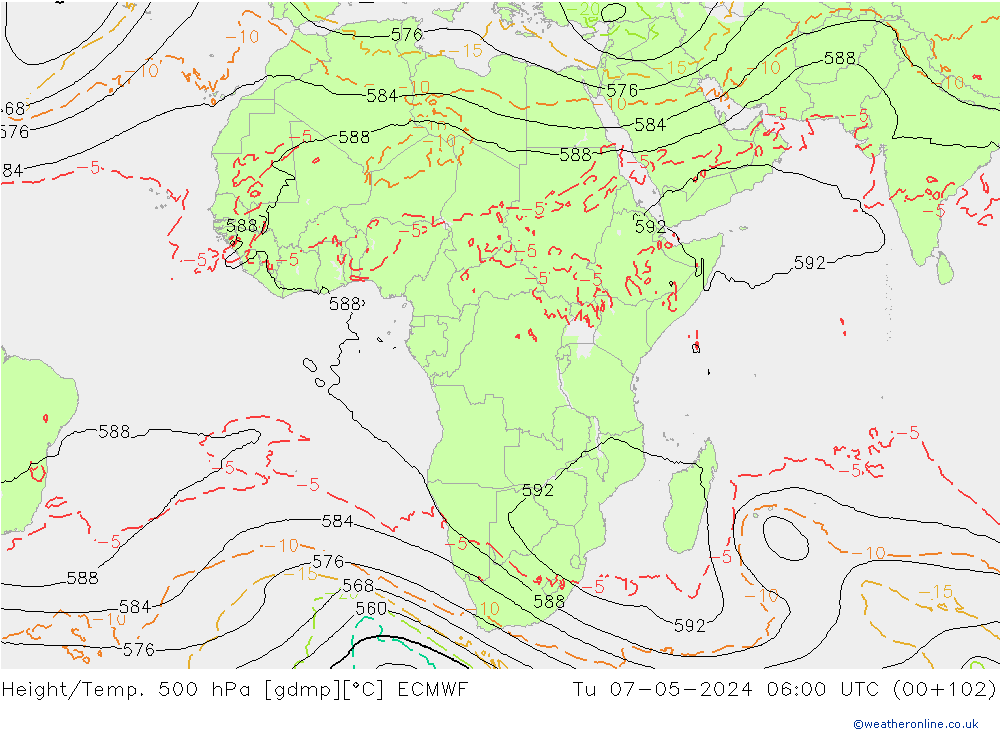 Height/Temp. 500 hPa ECMWF Tu 07.05.2024 06 UTC