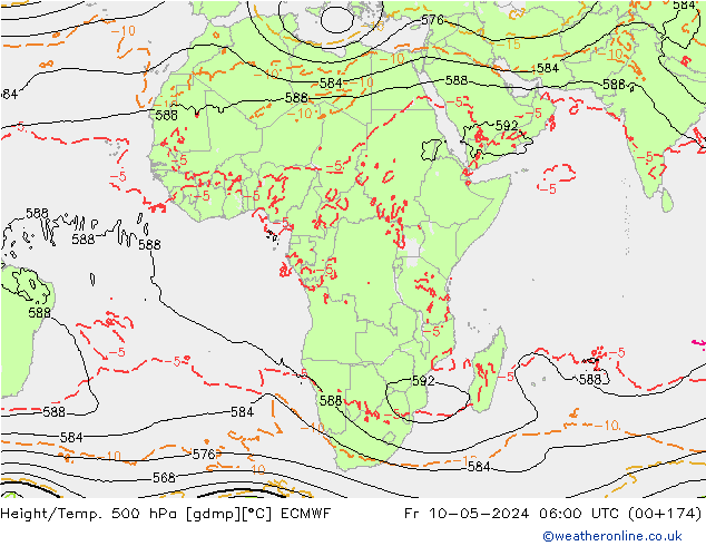 Z500/Rain (+SLP)/Z850 ECMWF vie 10.05.2024 06 UTC
