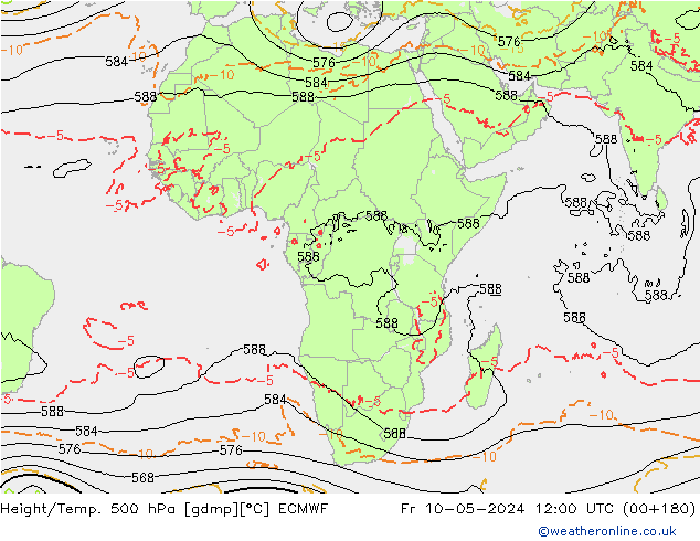 Z500/Rain (+SLP)/Z850 ECMWF vie 10.05.2024 12 UTC