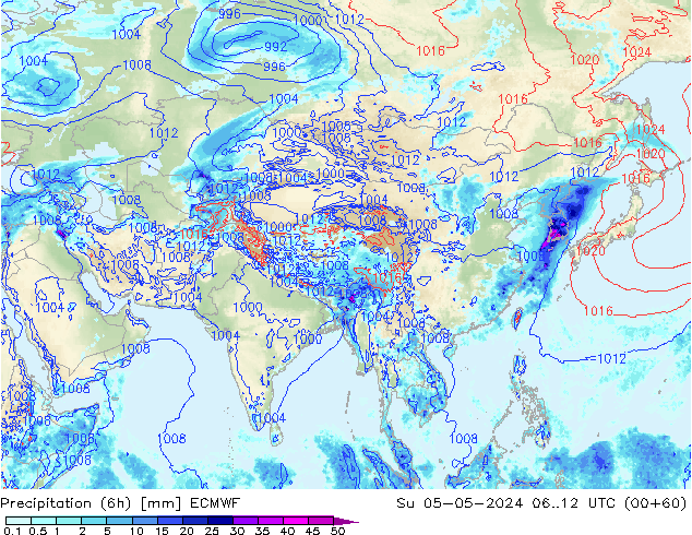 Z500/Rain (+SLP)/Z850 ECMWF dom 05.05.2024 12 UTC