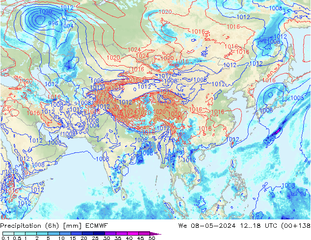 Z500/Rain (+SLP)/Z850 ECMWF Qua 08.05.2024 18 UTC