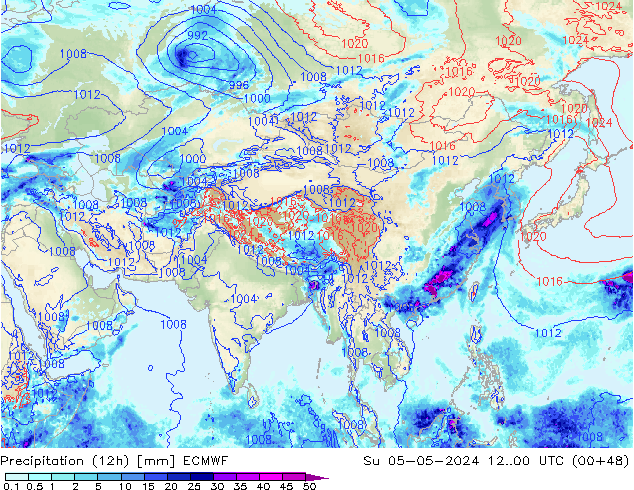 Precipitation (12h) ECMWF Su 05.05.2024 00 UTC