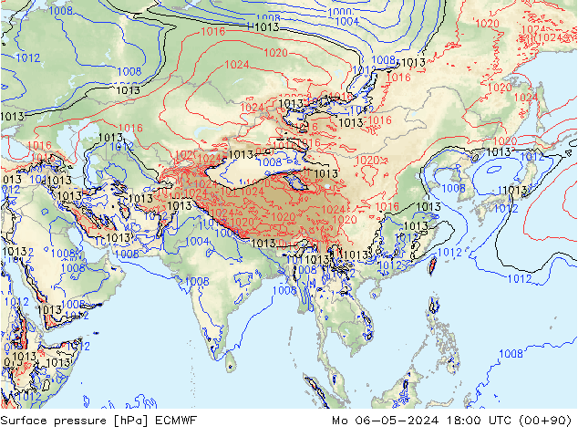 Luchtdruk (Grond) ECMWF ma 06.05.2024 18 UTC