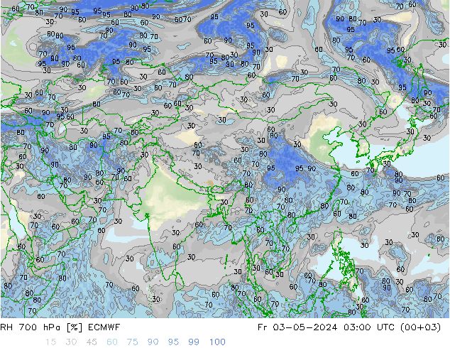 RH 700 hPa ECMWF Fr 03.05.2024 03 UTC