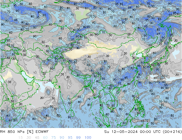 RH 850 hPa ECMWF Su 12.05.2024 00 UTC