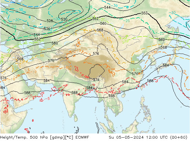 Z500/Rain (+SLP)/Z850 ECMWF dom 05.05.2024 12 UTC