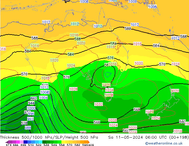 Thck 500-1000hPa ECMWF Sáb 11.05.2024 06 UTC