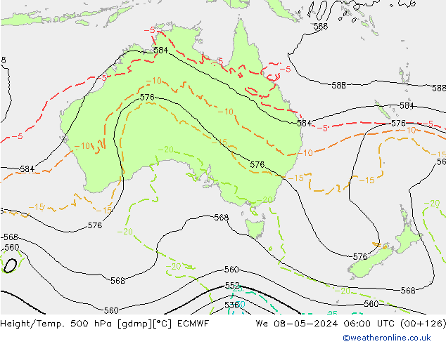 Z500/Yağmur (+YB)/Z850 ECMWF Çar 08.05.2024 06 UTC