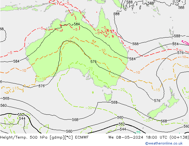 Z500/Regen(+SLP)/Z850 ECMWF wo 08.05.2024 18 UTC