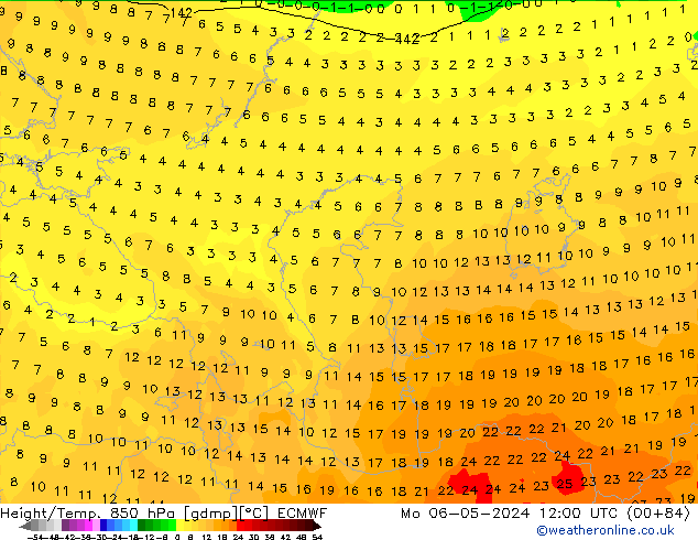 Z500/Rain (+SLP)/Z850 ECMWF Mo 06.05.2024 12 UTC