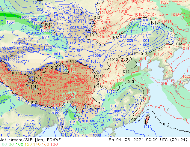 高速氣流/地面气压 ECMWF 星期六 04.05.2024 00 UTC