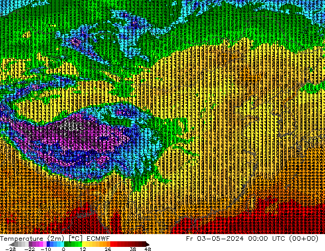 温度图 ECMWF 星期五 03.05.2024 00 UTC