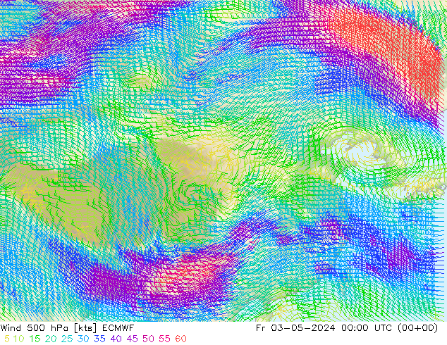 风 500 hPa ECMWF 星期五 03.05.2024 00 UTC