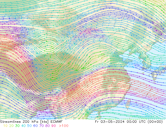 风 200 hPa ECMWF 星期五 03.05.2024 00 UTC