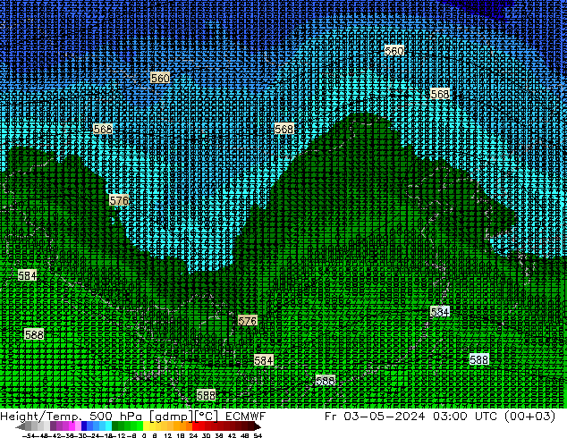 Height/Temp. 500 hPa ECMWF 星期五 03.05.2024 03 UTC