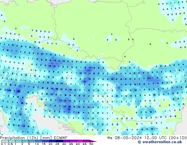 Precipitation (12h) ECMWF We 08.05.2024 00 UTC