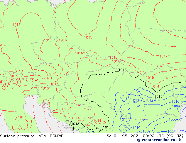 Surface pressure ECMWF Sa 04.05.2024 09 UTC