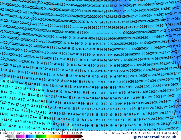 Z500/Rain (+SLP)/Z850 ECMWF Dom 05.05.2024 00 UTC