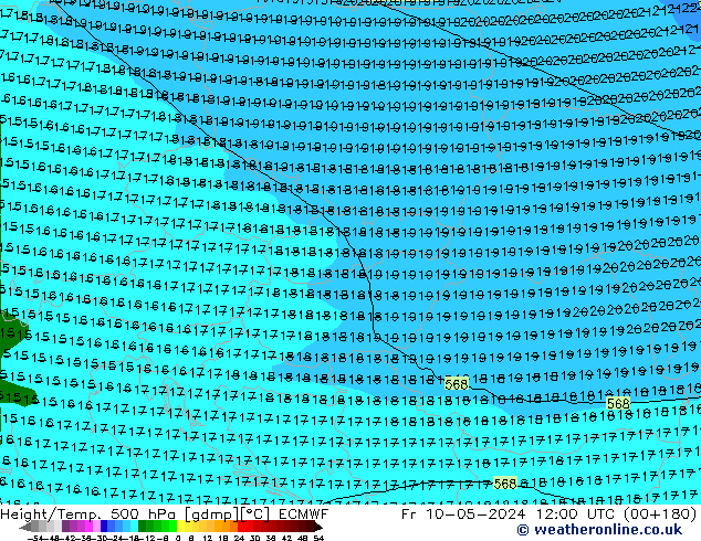 Z500/Regen(+SLP)/Z850 ECMWF vr 10.05.2024 12 UTC