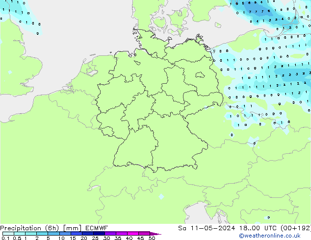 Z500/Rain (+SLP)/Z850 ECMWF sáb 11.05.2024 00 UTC