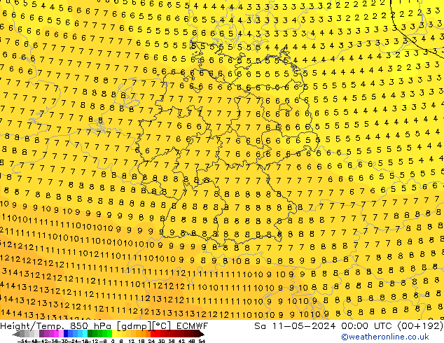 Z500/Rain (+SLP)/Z850 ECMWF sáb 11.05.2024 00 UTC