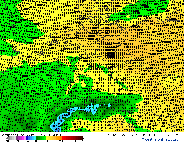 温度图 ECMWF 星期五 03.05.2024 06 UTC