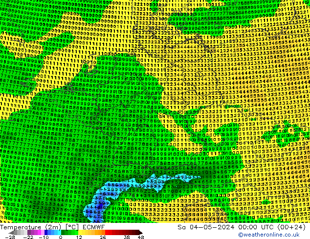 Temperature (2m) ECMWF Sa 04.05.2024 00 UTC