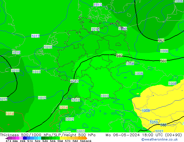 Thck 500-1000гПа ECMWF пн 06.05.2024 18 UTC