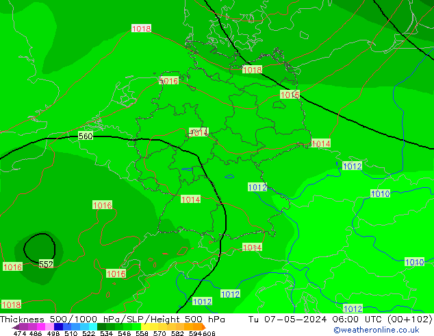 Thck 500-1000hPa ECMWF mar 07.05.2024 06 UTC