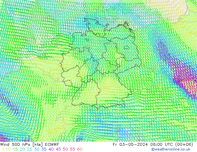 风 500 hPa ECMWF 星期五 03.05.2024 06 UTC