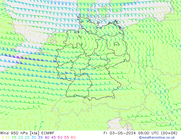 Wind 950 hPa ECMWF Fr 03.05.2024 06 UTC