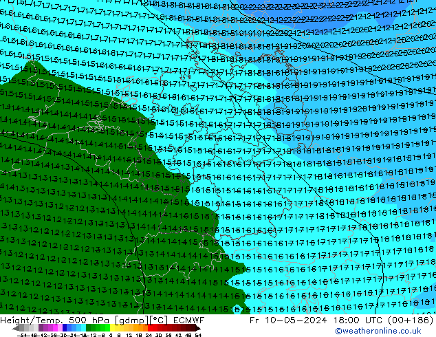 Z500/Rain (+SLP)/Z850 ECMWF Pá 10.05.2024 18 UTC