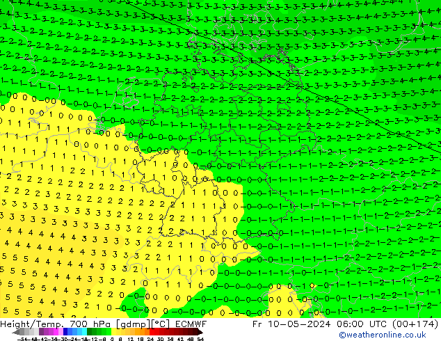 Height/Temp. 700 hPa ECMWF  10.05.2024 06 UTC