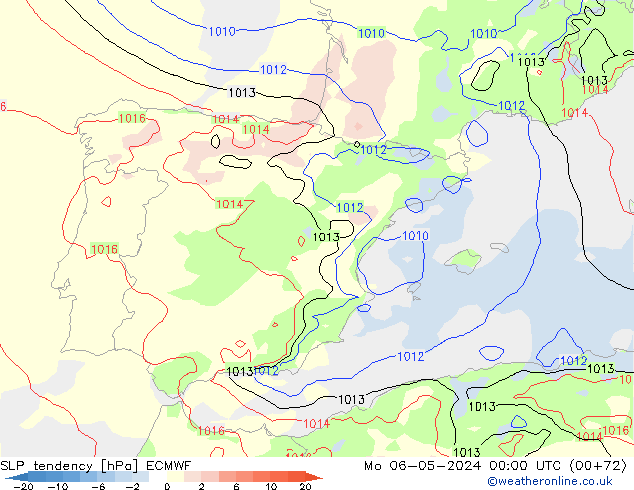 SLP tendency ECMWF Po 06.05.2024 00 UTC