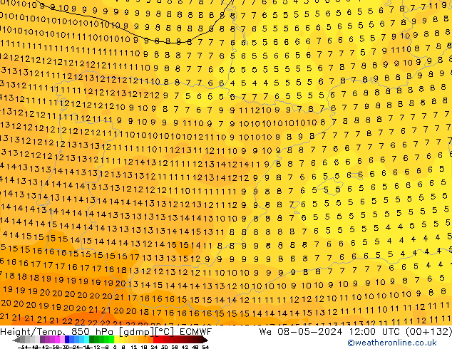 Z500/Rain (+SLP)/Z850 ECMWF  08.05.2024 12 UTC