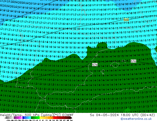 Z500/Rain (+SLP)/Z850 ECMWF sam 04.05.2024 18 UTC