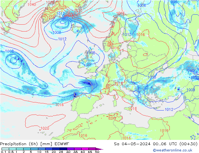 Z500/Rain (+SLP)/Z850 ECMWF Sa 04.05.2024 06 UTC